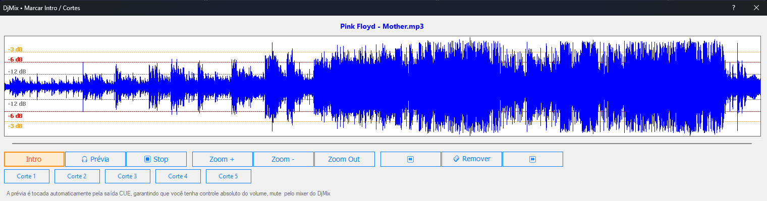 Editor de forma de onda para marcar Intro e Cortes no DjMix
