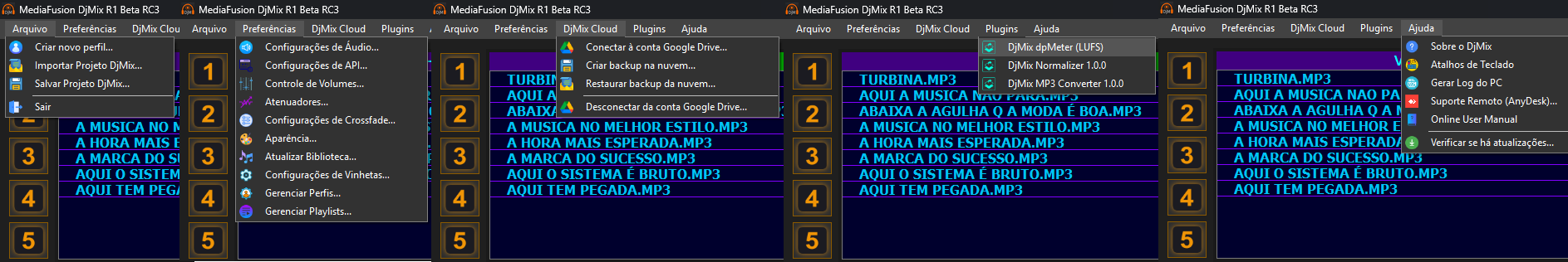 Menu superior do DjMix